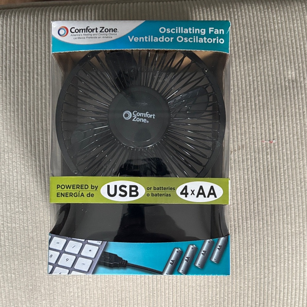 Comfort Zone Black USB Desk Fan